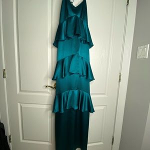 Teal Natori satin dress